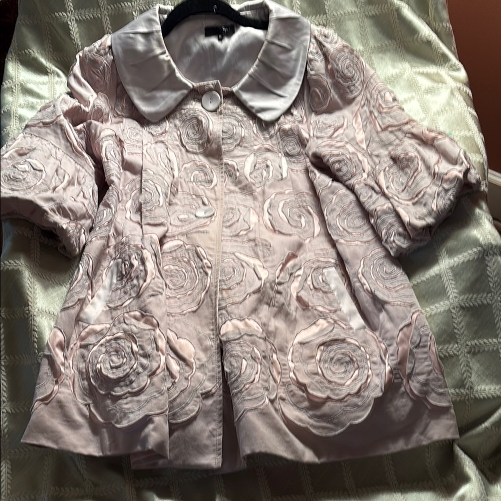 RAYE Pink Textured Cape with Peter Pan Collar